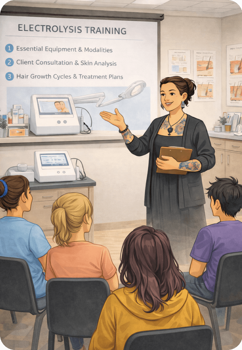 Danielle Lee Founder & Lead Educator, Center for Electrology, giving a live lecture