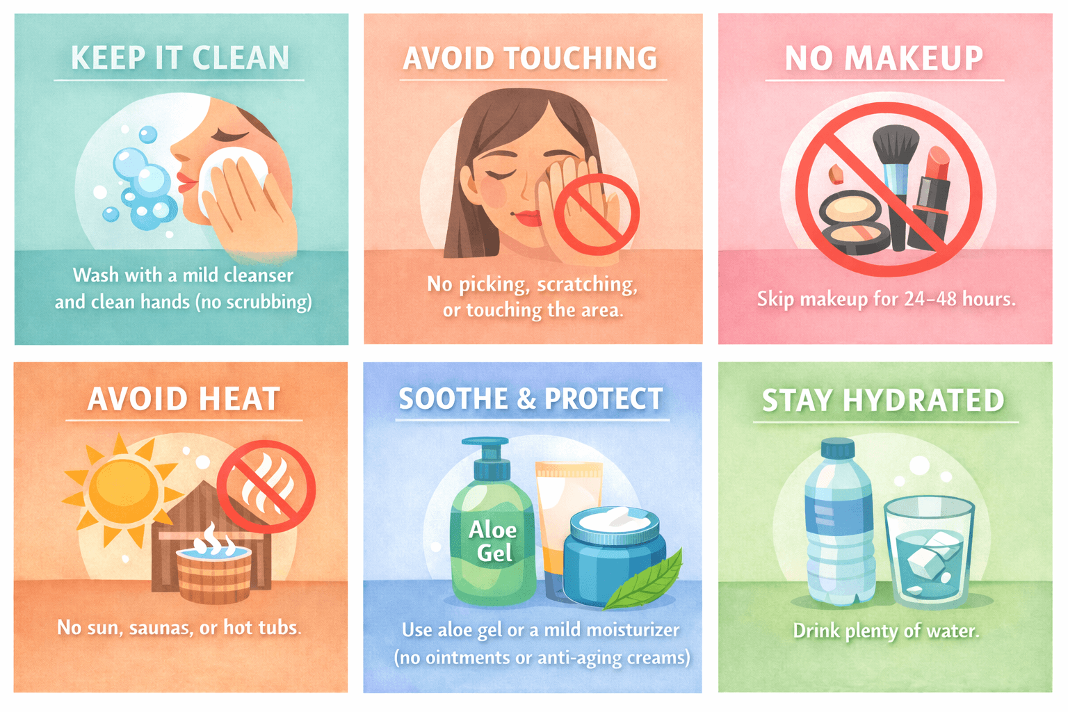 Electrology treatment recommendations and aftercare visual