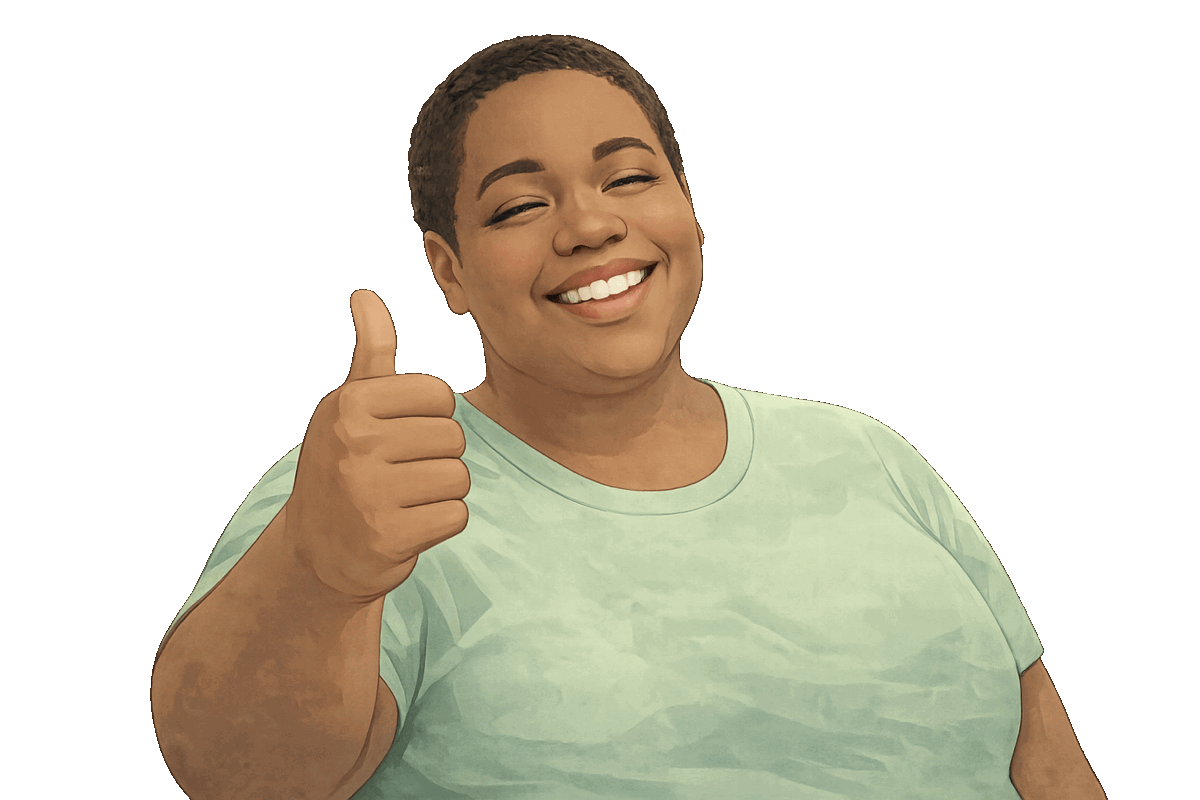 Happy client after a student clinic electrology appointment